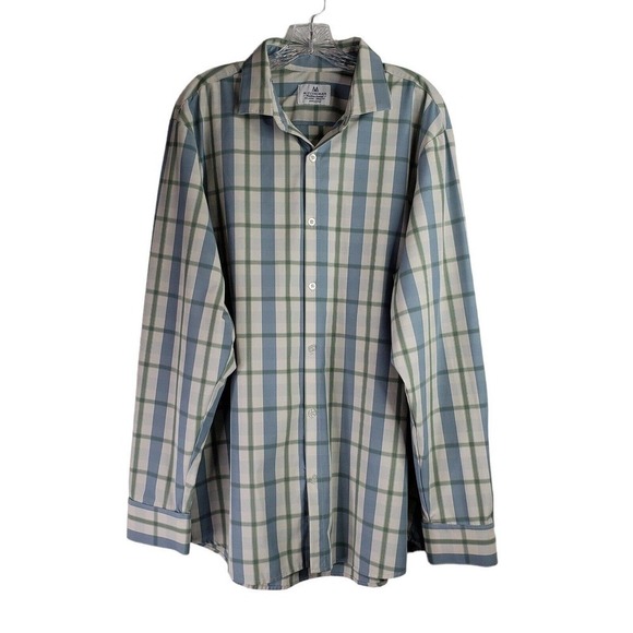Mizzen+Main Men’s XXL Trim Fit Long Sleeve Button Down Shirt Plaid Blue - Picture 2 of 10